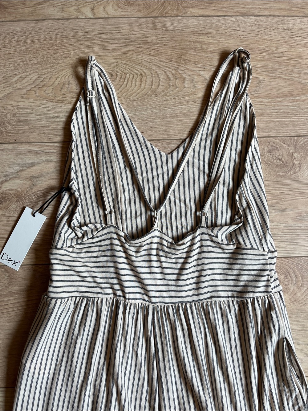 Dex Striped V-Neck Jumpsuit - Cream & Black - Picture 6 of 6